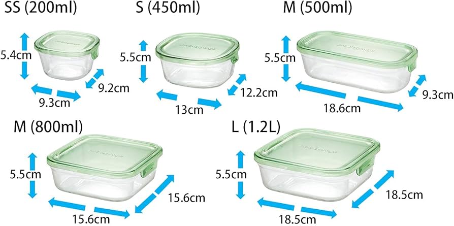 Amazon｜iwaki(イワキ) 耐熱ガラス 保存容器 グリーン 5個セット